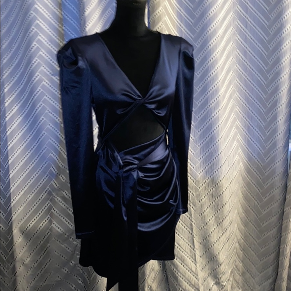 New night blue silk dress
